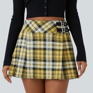 (S) NWT Halara Yellow and Black Plaid Skirt - Mizzou Colors!